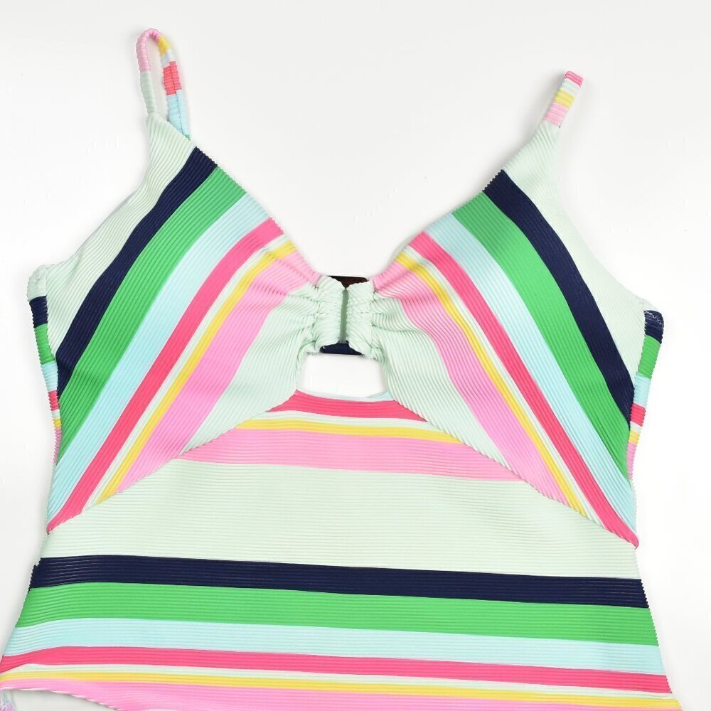 Trina Turk Ribbed Rainbow Deco Stripe One Piece Swimsuit - 14 - Picture 3 of 8